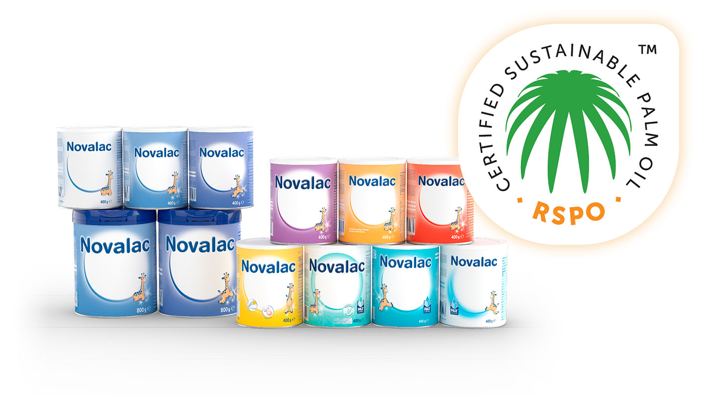 Novalac formule s RSPO certificiranim održivim palminim uljem